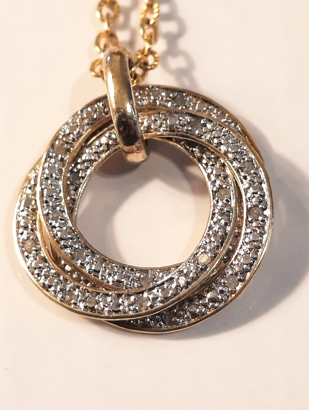 Gold Over Silver 925 Multilayer Pendant And Gold Tone Chain